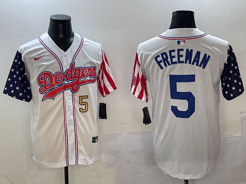 Men Los Angeles Dodgers #5 Freeman White a generation of national flags Joint name 2025 Nike MLB Jersey style 9->los angeles dodgers->MLB Jersey